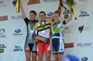 Kimberley Wells (centre) on the Podium at the 2013 nationals.