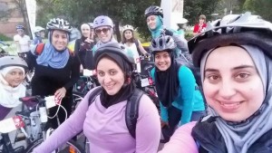 Muslim women cycling