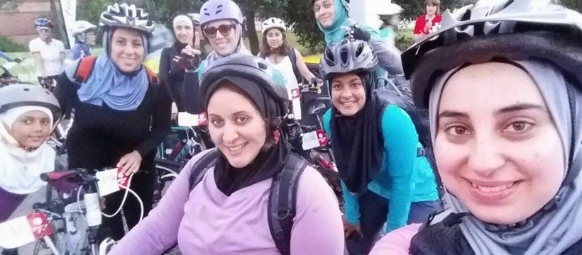 Muslim women cycling