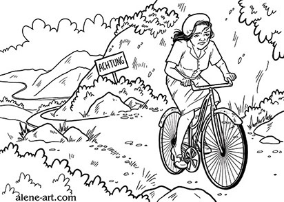 Australian war hero Nancy Wake riding a bike