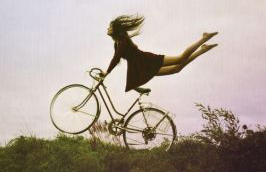 riding a bike in the wind